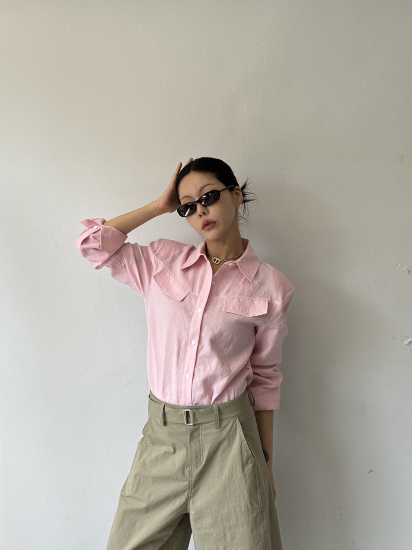 LIMLIMLIM韓國東大門直郵女裝新品休閑26夏季襯衫蕾絲衫亞麻棉LIM LIM LIM襯衫/蕾絲衫