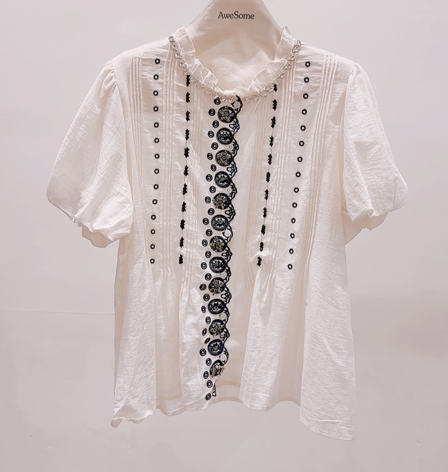 AWESOME-P韓國直郵實拍女裝新款26春夏休閑26夏季襯衫蕾絲衫AWESOME-P襯衫/蕾絲衫圖色2