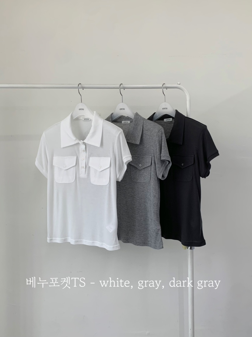 ANOU東大門實拍韓國女士新品熱賣26夏季休閑26春夏T恤口袋ANOUT恤