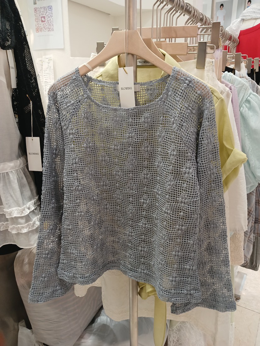 BLOWING韓國代購女裝新品26夏季時尚熱賣休閑襯衫蕾絲衫網眼BLOWING襯衫/蕾絲衫圖色2