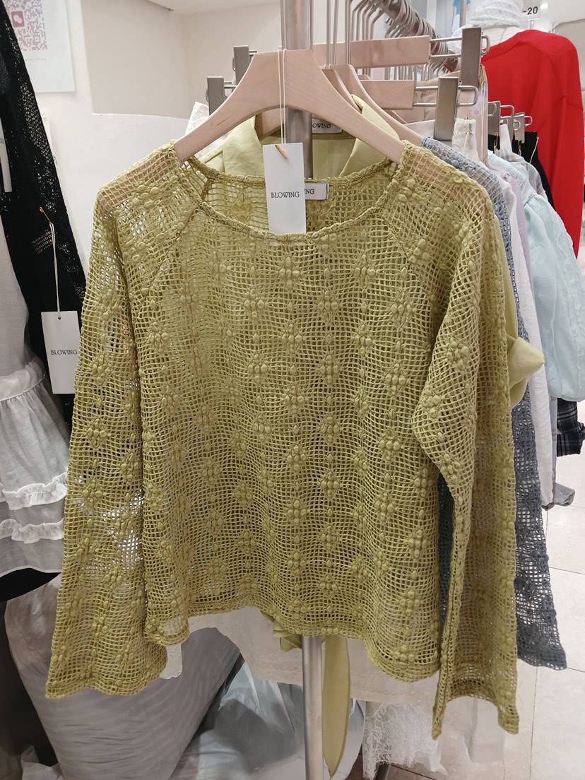 BLOWING韓國代購女裝新品26夏季時尚熱賣休閑襯衫蕾絲衫網眼BLOWING襯衫/蕾絲衫圖色3