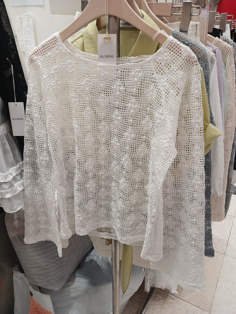 BLOWING韓國代購女裝新品26夏季時尚熱賣休閑襯衫蕾絲衫網眼BLOWING襯衫/蕾絲衫圖色4