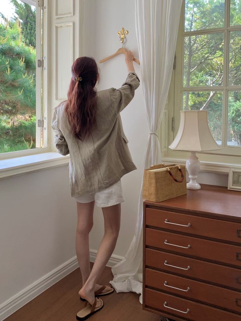 ANDYOUBROWN韓國直郵女士新款推薦人氣26春夏職業夾克亞麻ANDYOUBROWN夾克