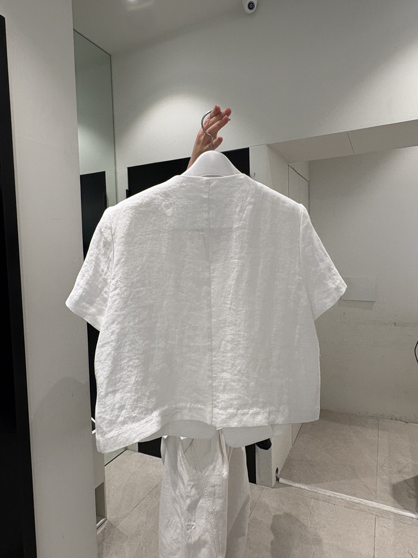 CREAM-P韓國直郵實拍女裝新品26夏季襯衫蕾絲衫口袋亞麻CREAM-P襯衫/蕾絲衫