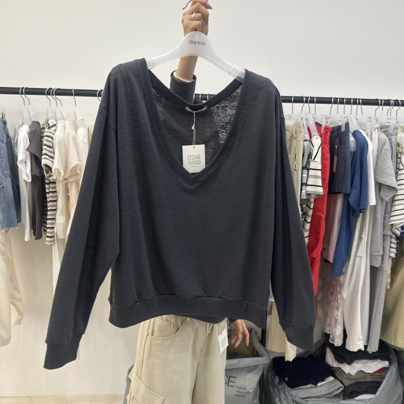 CEDARWOOD東大門實拍韓國女士新品職業熱賣時尚衛衣亞麻布CEDAR WOOD衛衣圖色1