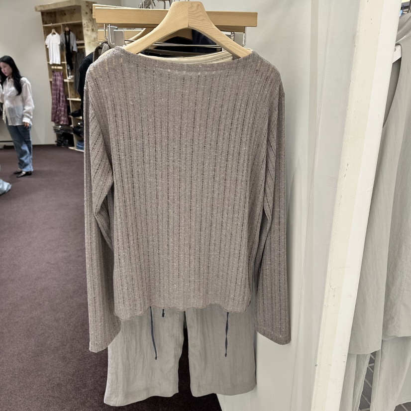 PITA/THEVERLIN韓國東大門直郵女裝新款26夏季長袖T恤亞麻紐扣PITA/THEVERLIN長袖T恤