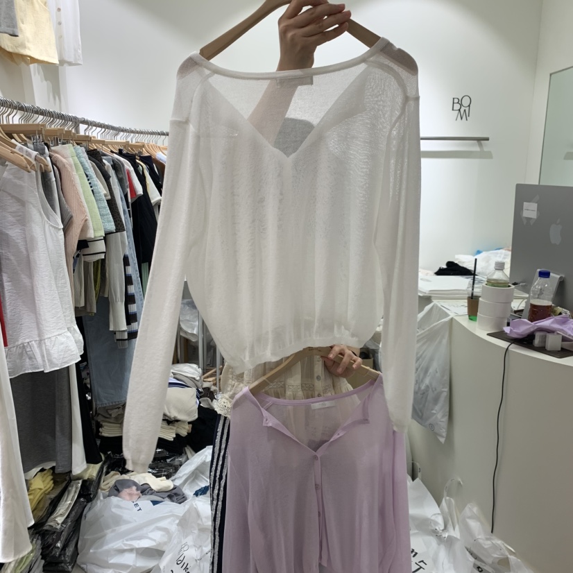 BY BOMI東大門實拍韓國女裝新品26春夏針織衫亞麻圓領開衫BY BOMI針織衫