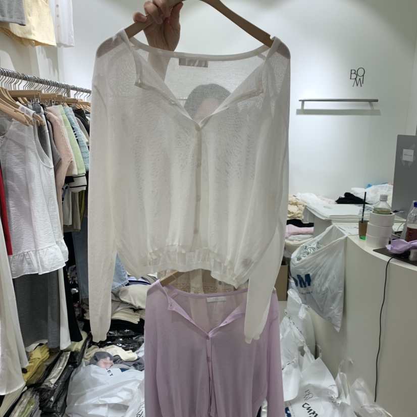 BY BOMI東大門實拍韓國女裝新品26春夏針織衫亞麻圓領開衫BY BOMI針織衫圖色1