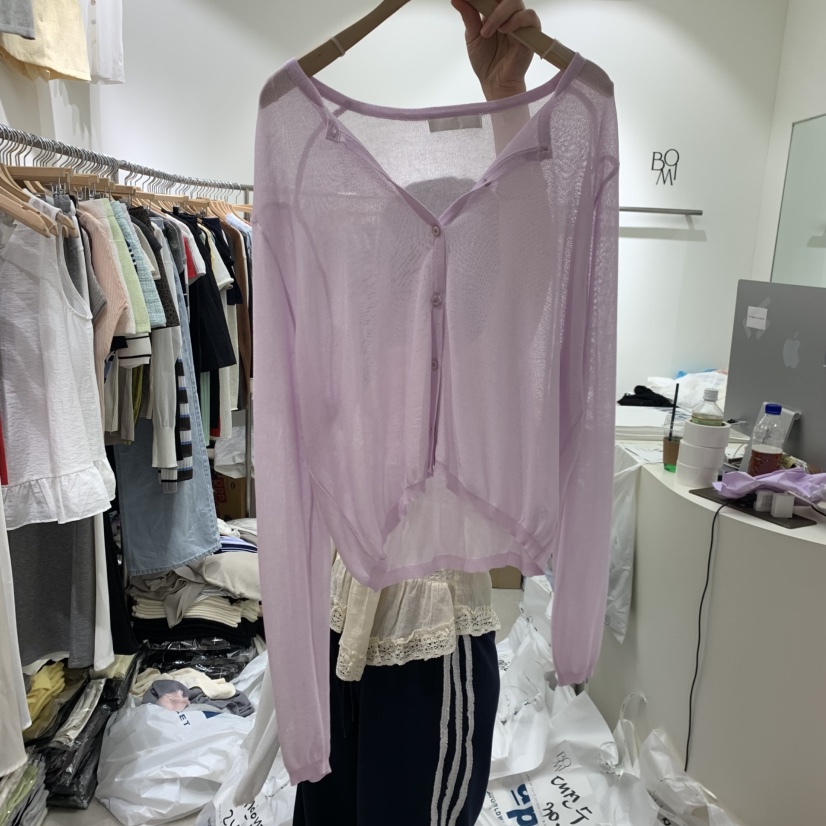 BY BOMI東大門實拍韓國女裝新品26春夏針織衫亞麻圓領開衫BY BOMI針織衫圖色3