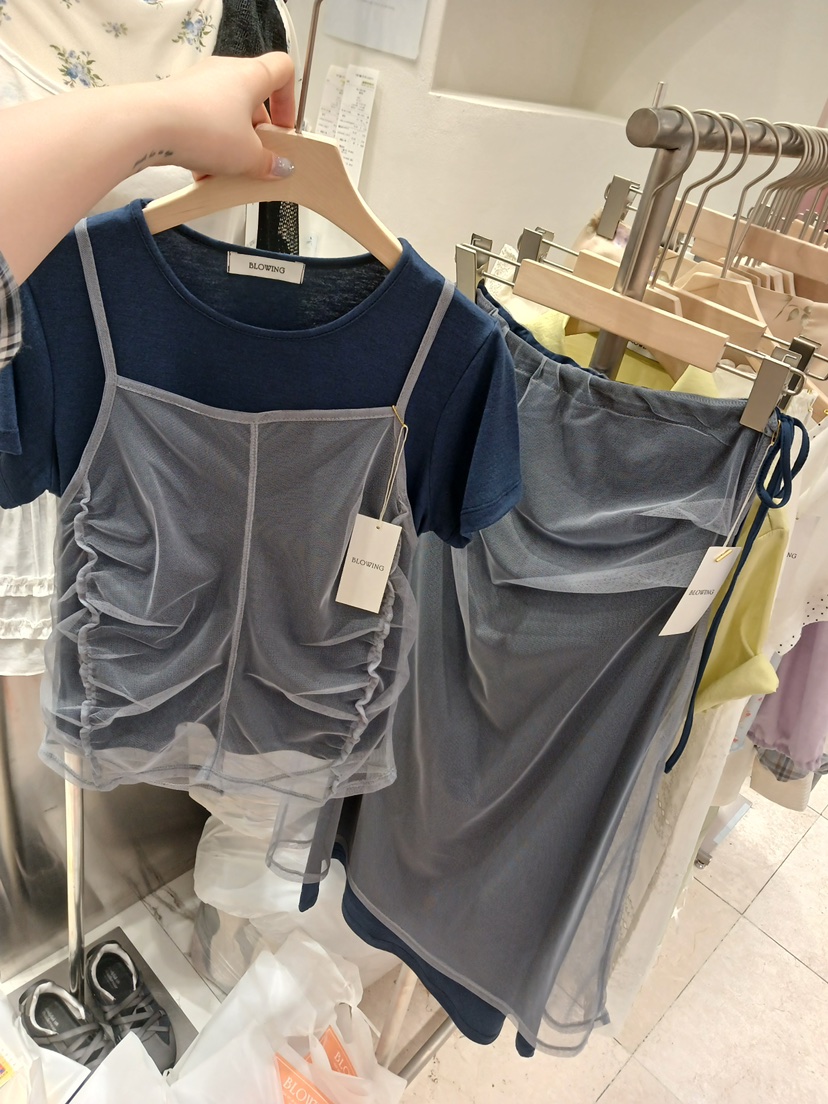 BLOWING東大門實拍韓國女士新品職業休閑人氣長裙網狀鏤空BLOWING長裙