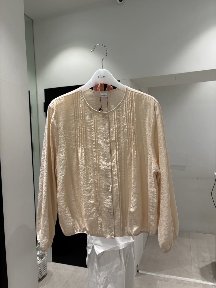 CREAM-P東大門實拍韓國女士新款人氣職業襯衫蕾絲衫褶裥CREAM-P襯衫/蕾絲衫圖色2