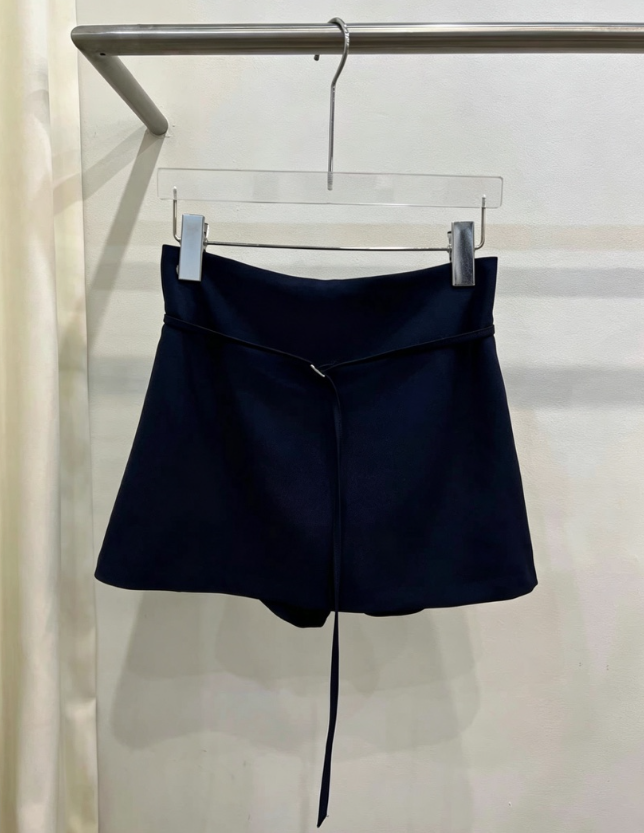 BILLION-L東大門實拍韓國女士新款人氣26夏季裙褲含腰帶系帶BILLION-L裙褲圖色2深藍色