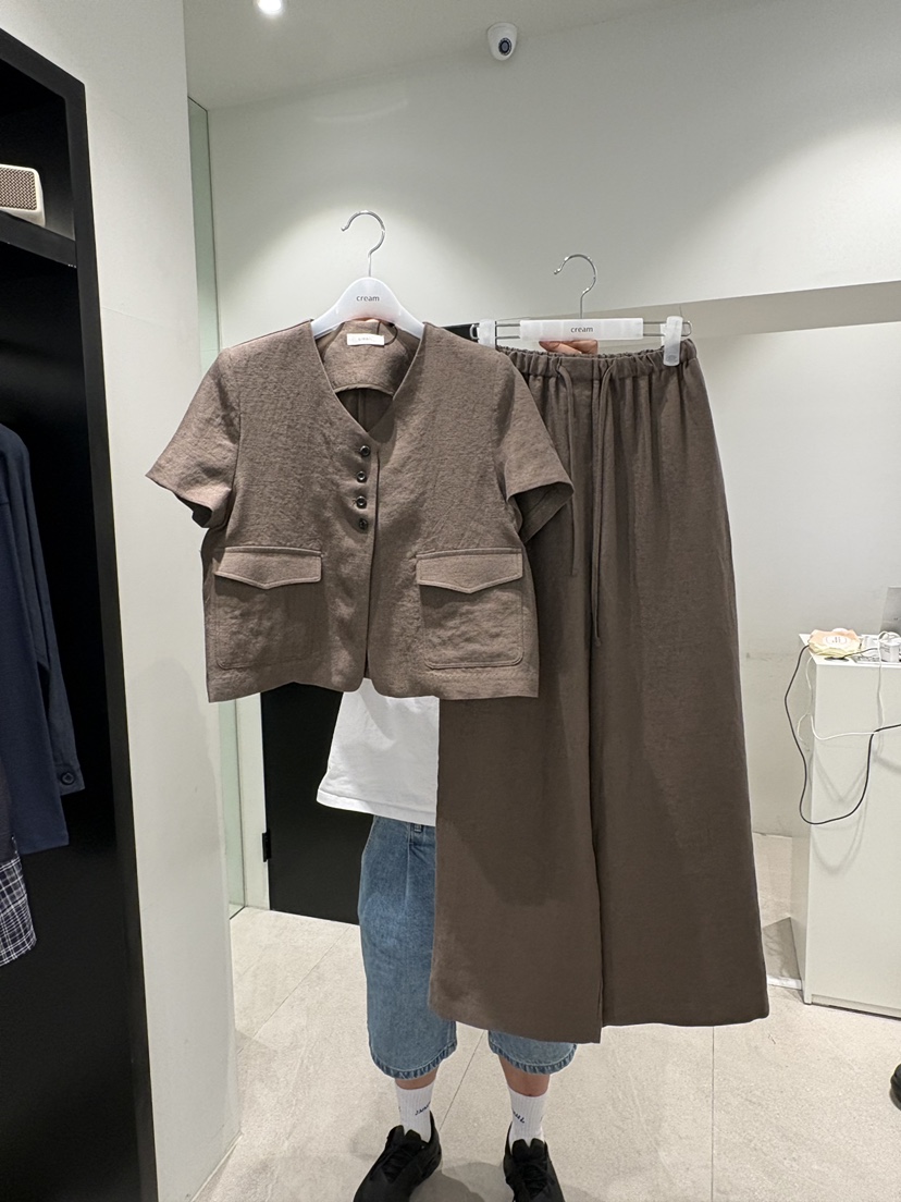 CREAM-P韓國東大門直郵女裝新品休閑人氣26春夏休閑褲亞麻布CREAM-P休閑褲