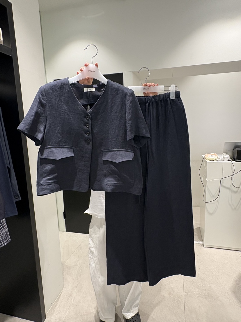 CREAM-P韓國東大門直郵女裝新品休閑人氣26春夏休閑褲亞麻布CREAM-P休閑褲