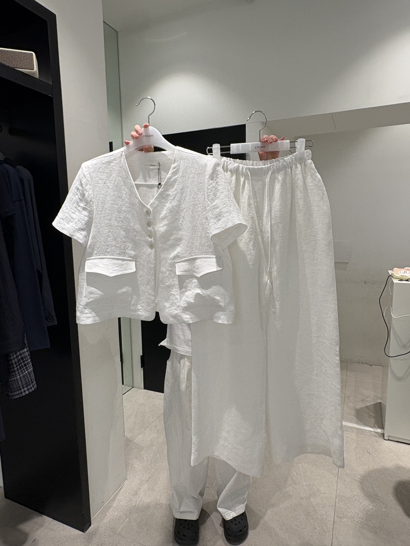 CREAM-P韓國東大門直郵女裝新品休閑人氣26春夏休閑褲亞麻布CREAM-P休閑褲