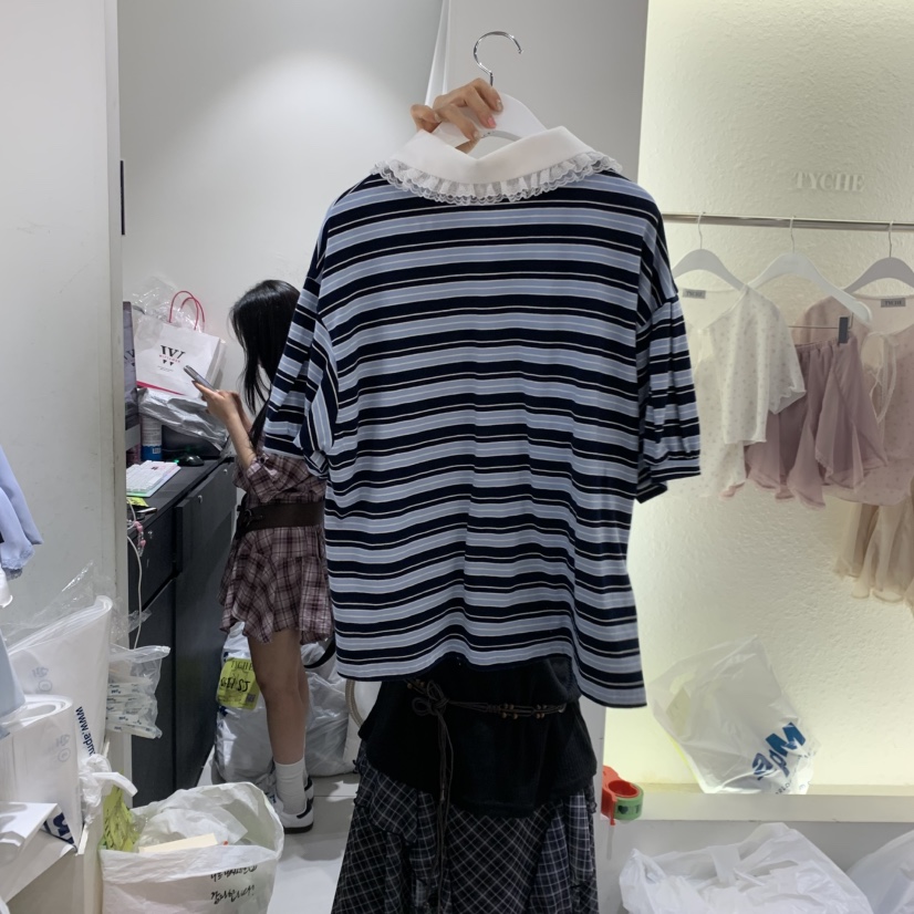 TYCHE韓國代購女裝新品熱賣職業休閑推薦26夏季人氣T恤刺繡TYCHET恤