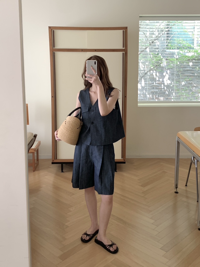 BIEN GARDER東大門實拍韓國女士新品時尚人氣熱賣套裝亞麻BIEN GARDER套裝