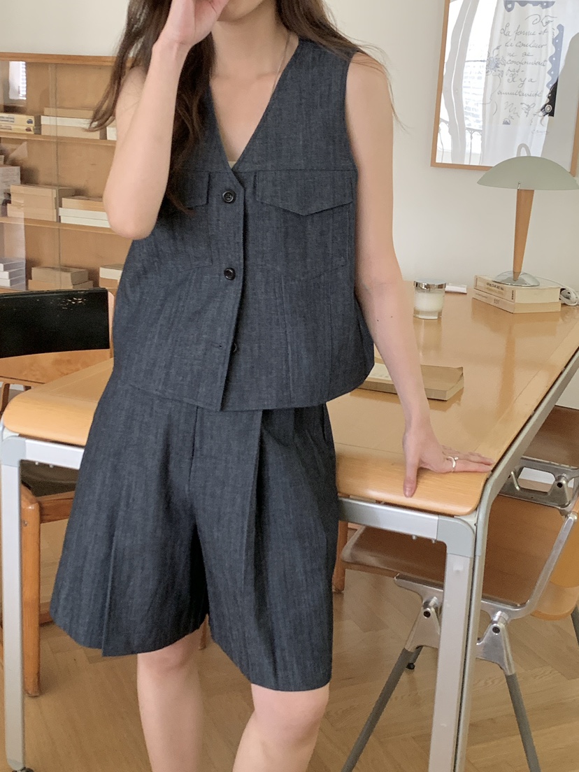 BIEN GARDER東大門實拍韓國女士新品時尚人氣熱賣套裝亞麻BIEN GARDER套裝