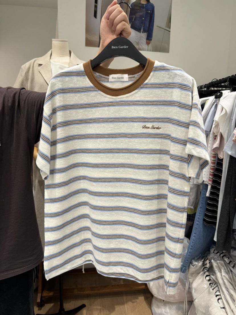 BIEN GARDER韓國直郵實拍女裝新款26春夏推薦26夏季T恤條紋BIEN GARDERT恤圖色1