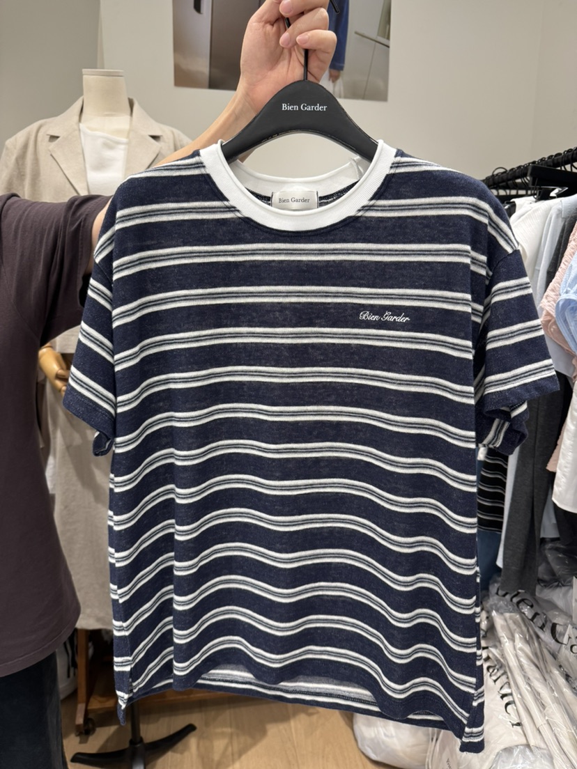 BIEN GARDER韓國直郵實拍女裝新款26春夏推薦26夏季T恤條紋BIEN GARDERT恤圖色2