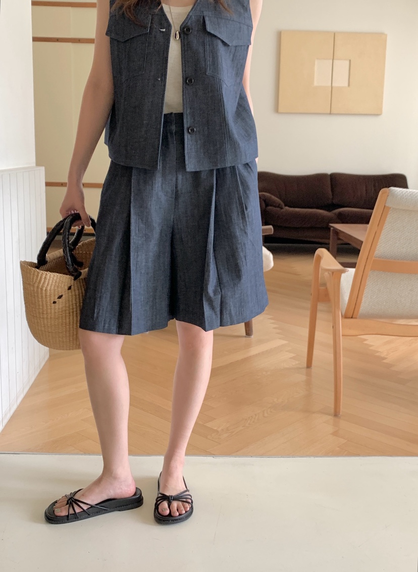 BIEN GARDER韓國代購女裝新品休閑26春夏職業熱賣短褲亞麻BIEN GARDER短褲