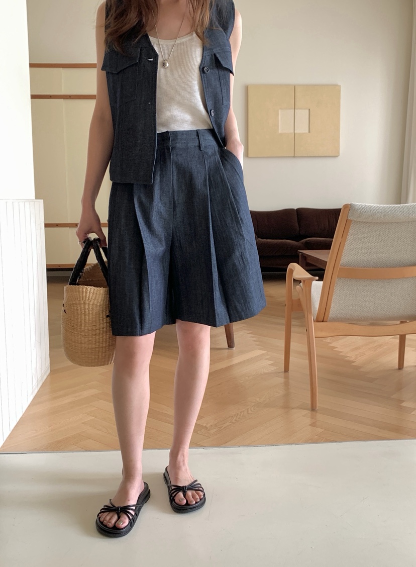 BIEN GARDER韓國代購女裝新品休閑26春夏職業熱賣短褲亞麻BIEN GARDER短褲