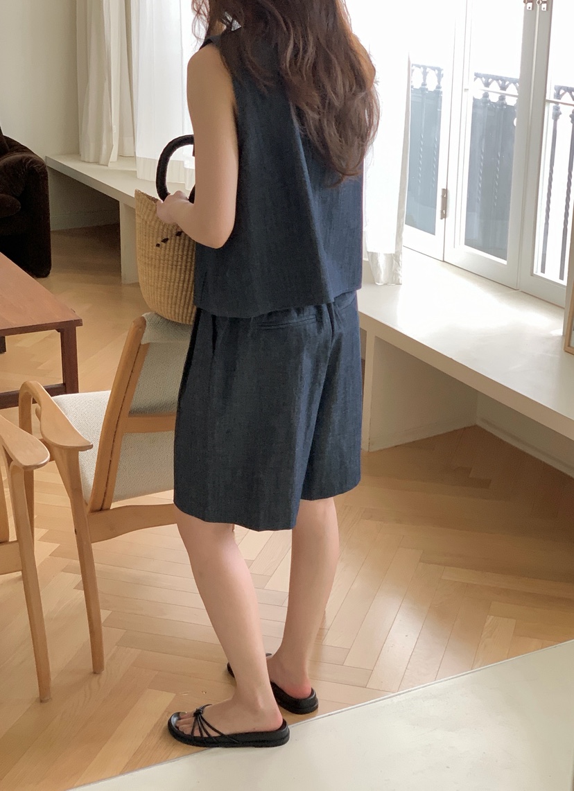 BIEN GARDER東大門直郵女裝新款職業熱賣人氣馬甲亞麻布BIEN GARDER馬甲