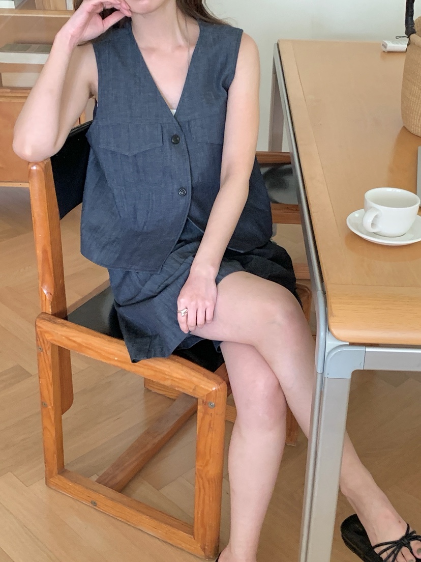 BIEN GARDER東大門直郵女裝新款職業熱賣人氣馬甲亞麻布BIEN GARDER馬甲