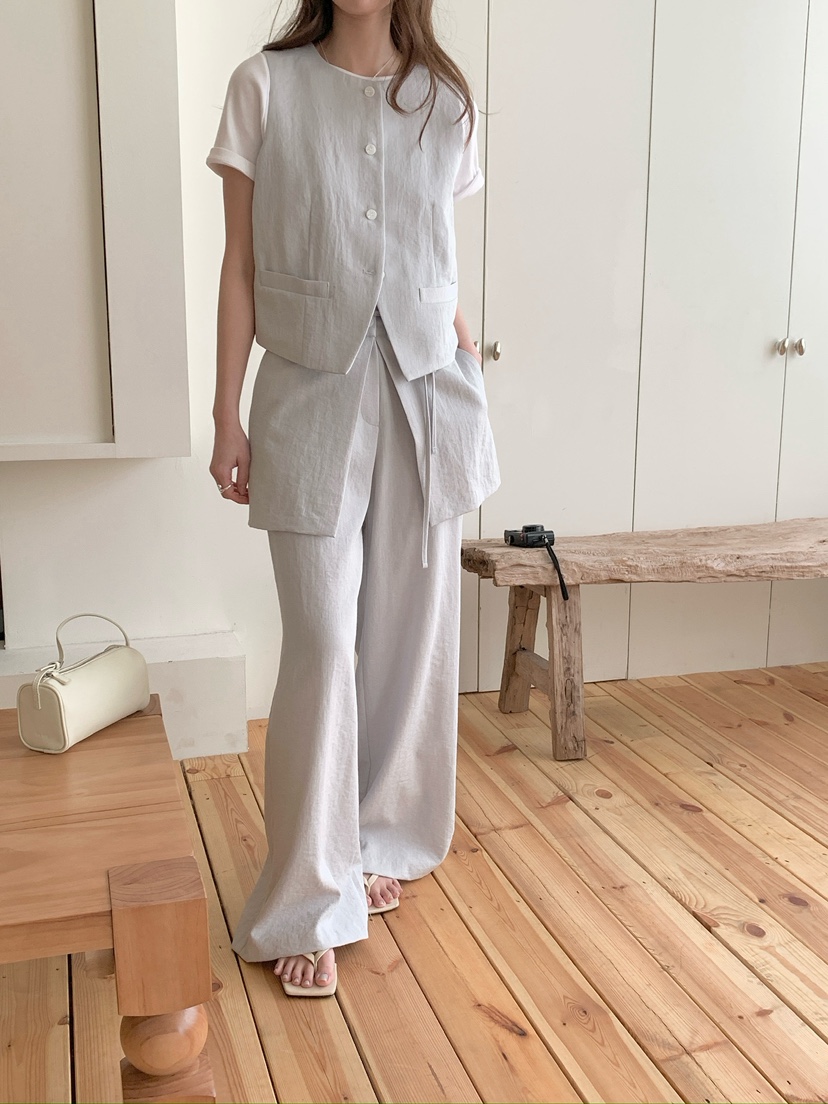 BIEN GARDER東大門實拍韓國女裝新款26夏季套裝不含內搭亞麻布BIEN GARDER套裝