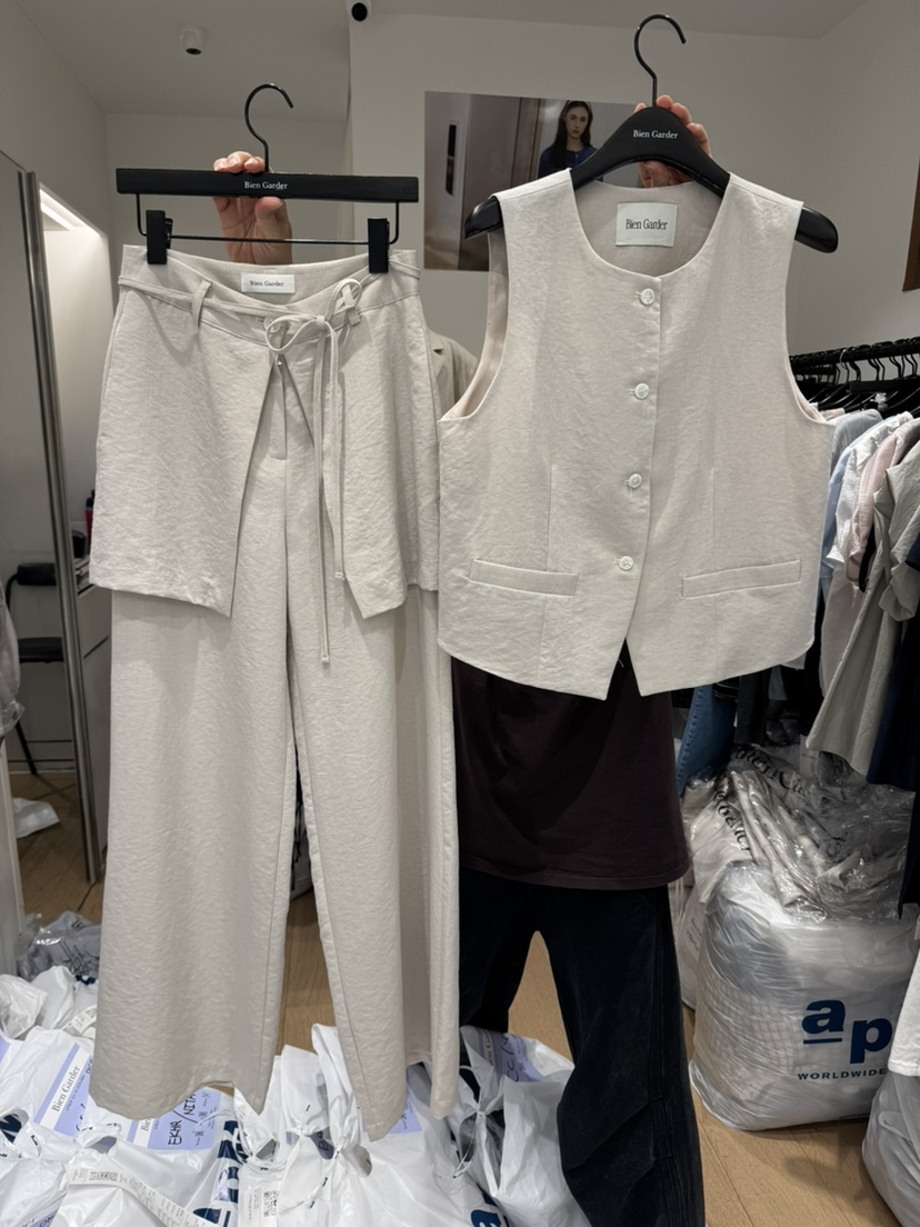BIEN GARDER東大門實拍韓國女裝新款26夏季套裝不含內搭亞麻布BIEN GARDER套裝圖色1