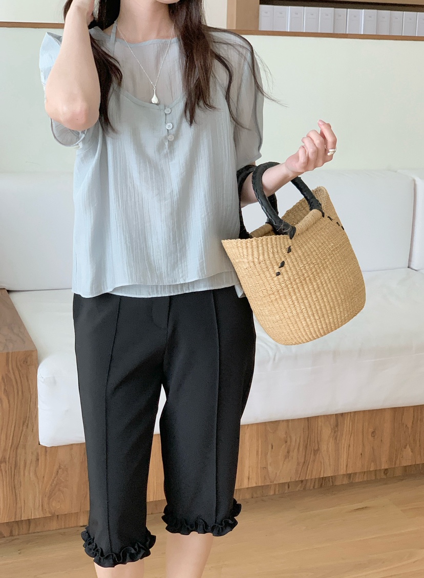 BIEN GARDER韓國東大門直郵女裝新款休閑襯衫蕾絲衫假兩件BIEN GARDER襯衫/蕾絲衫