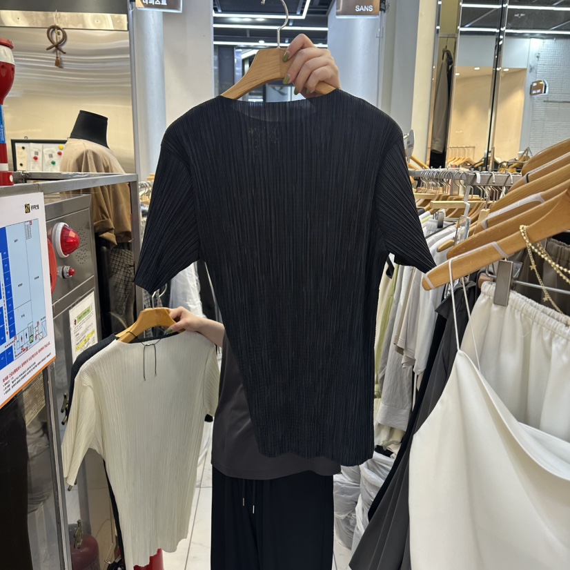 SANS東大門實拍韓國女士新品時尚推薦職業人氣熱賣T恤褶皺SANST恤