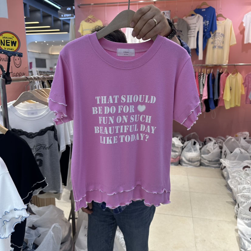 K STORY韓國直郵女裝新款休閑26春夏熱賣推薦T恤不含項鏈K STORYT恤圖色2