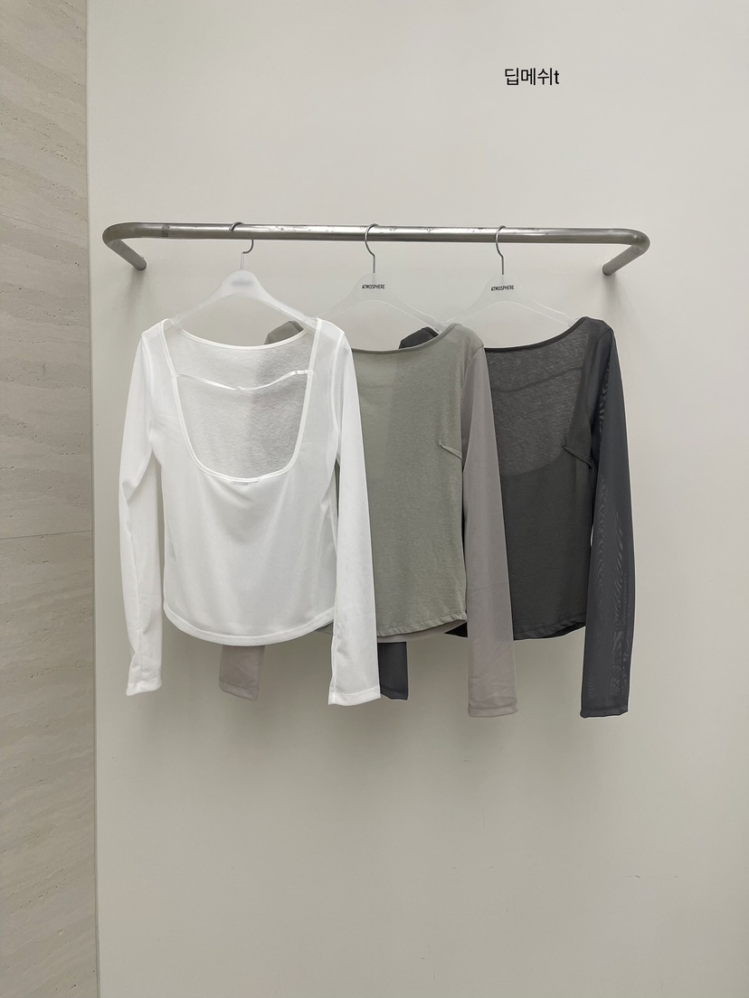 ATMOSPHERE韓國直郵實拍女士新款熱賣職業26春夏長袖T恤網狀ATMOSPHERE/BLING長袖T恤