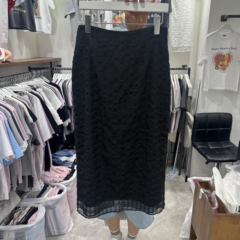 EVE東大門實拍韓國女士新款職業推薦人氣休閑長裙網狀雙層EVE長裙圖色2