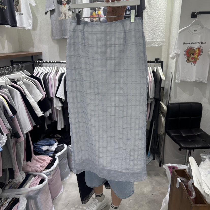 EVE東大門實拍韓國女士新款職業推薦人氣休閑長裙網狀雙層EVE長裙圖色3