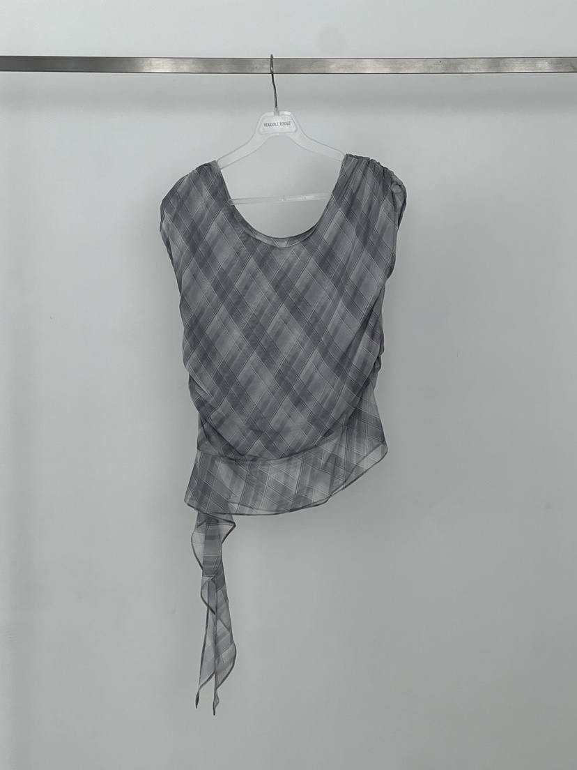 WEARABLE-L韓國直郵女裝新品熱賣襯衫蕾絲衫荷葉邊網眼格紋WEARABLE襯衫/蕾絲衫圖色2