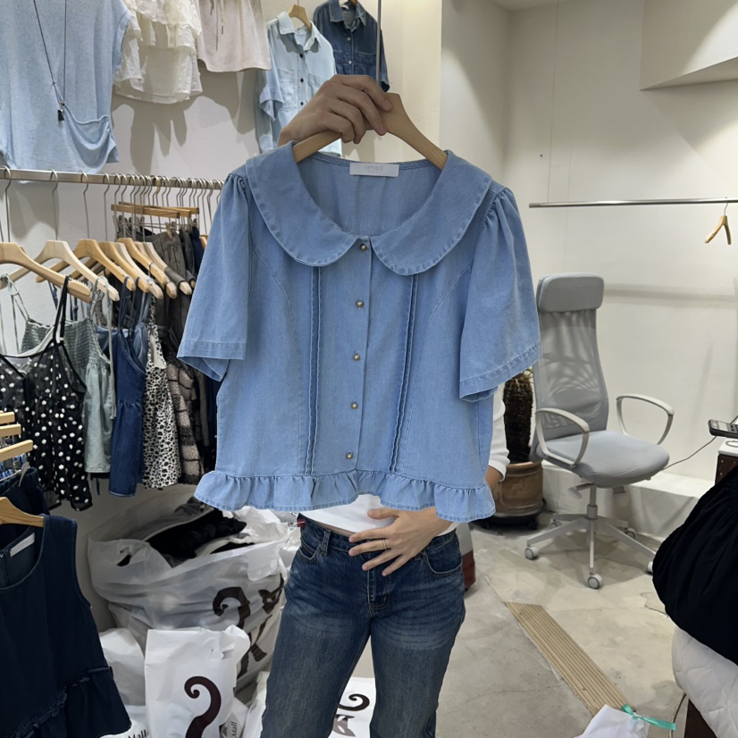 HIPTIQUE韓國直郵實拍女士新款推薦休閑襯衫蕾絲衫可愛的HIPTIQUE襯衫/蕾絲衫圖色1