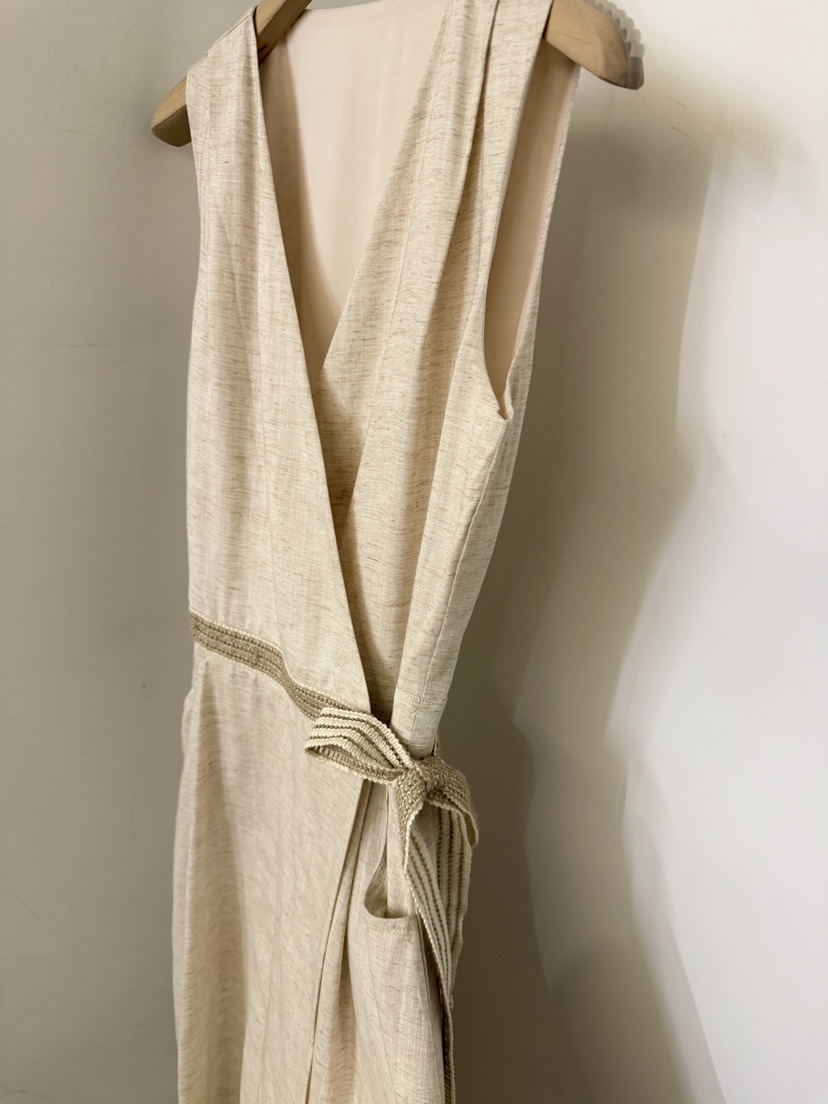 TWENTY FOUR SEVEN24-7東大門實拍韓國女裝新款職業連衣裙含腰帶亞麻TEWNTY FOUR SEVEN24-7連衣裙