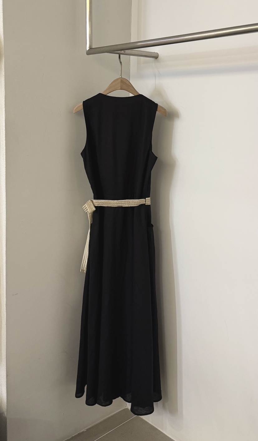 TWENTY FOUR SEVEN24-7東大門實拍韓國女裝新款職業連衣裙含腰帶亞麻TEWNTY FOUR SEVEN24-7連衣裙