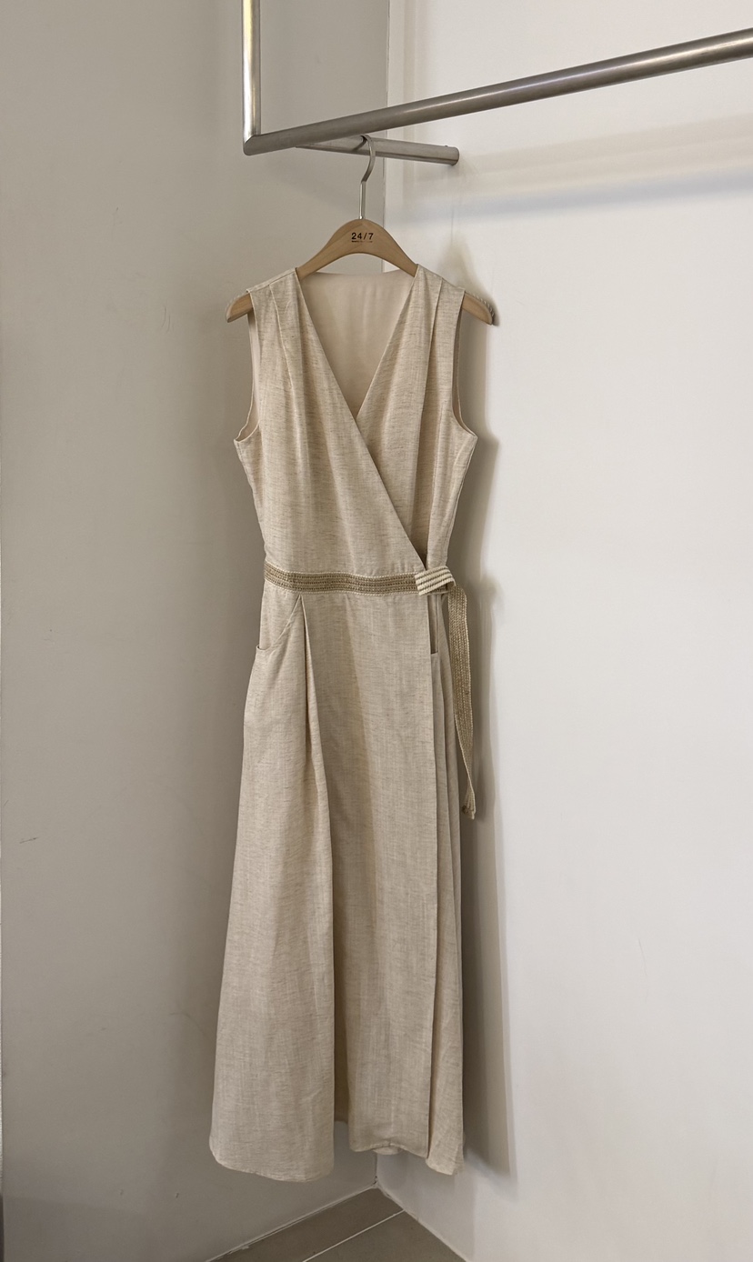 TWENTY FOUR SEVEN24-7東大門實拍韓國女裝新款職業連衣裙含腰帶亞麻TEWNTY FOUR SEVEN24-7連衣裙圖色1