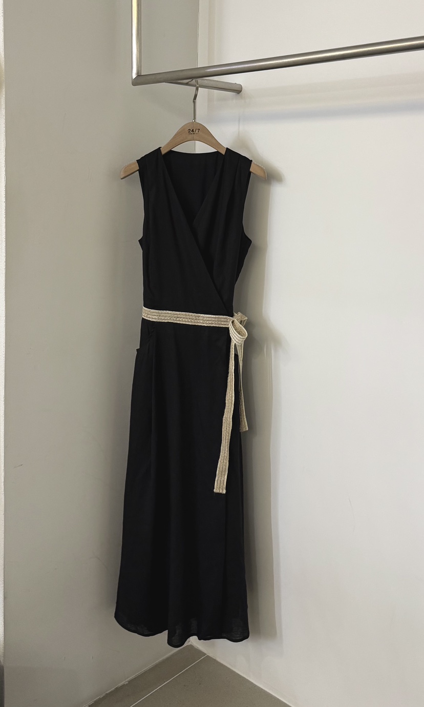 TWENTY FOUR SEVEN24-7東大門實拍韓國女裝新款職業連衣裙含腰帶亞麻TEWNTY FOUR SEVEN24-7連衣裙圖色2