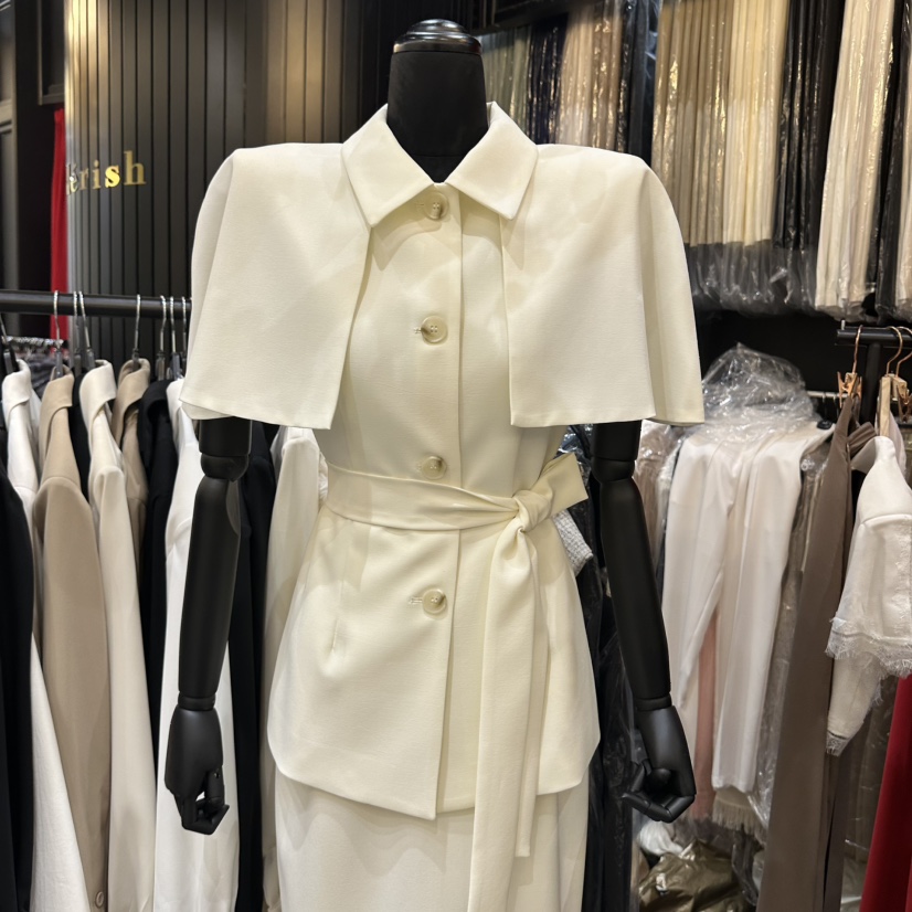 HERISH東大門實拍韓國女裝新款26夏季26春夏夾克含腰帶披肩Haute-Herish-Q夾克圖色1白色