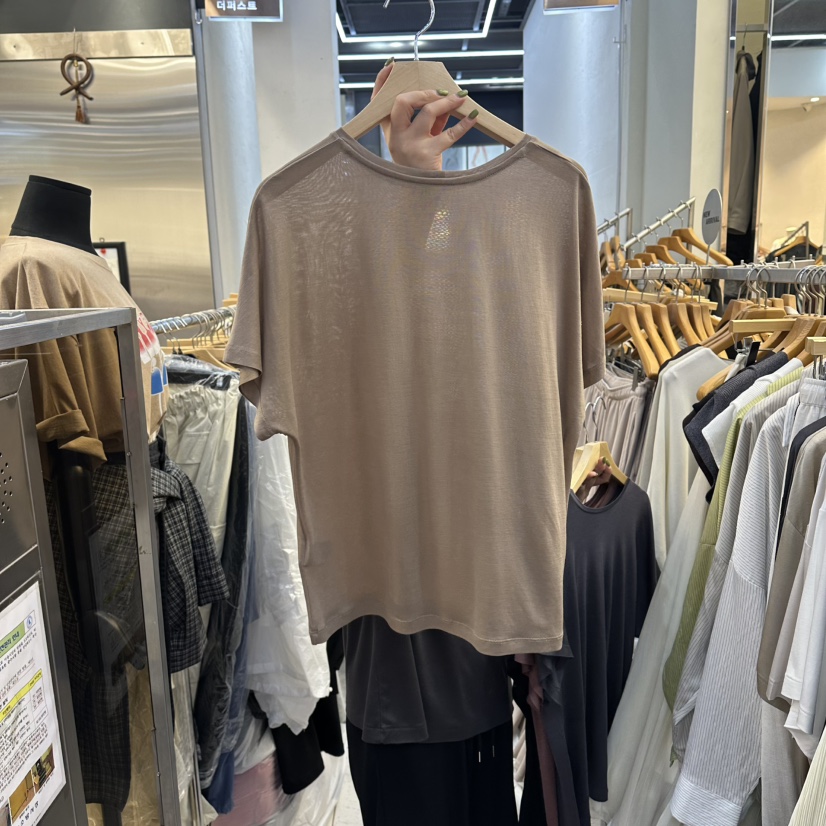 SANS韓國直郵女士新品熱賣人氣26夏季26春夏休閑T恤天絲絲綢SANST恤