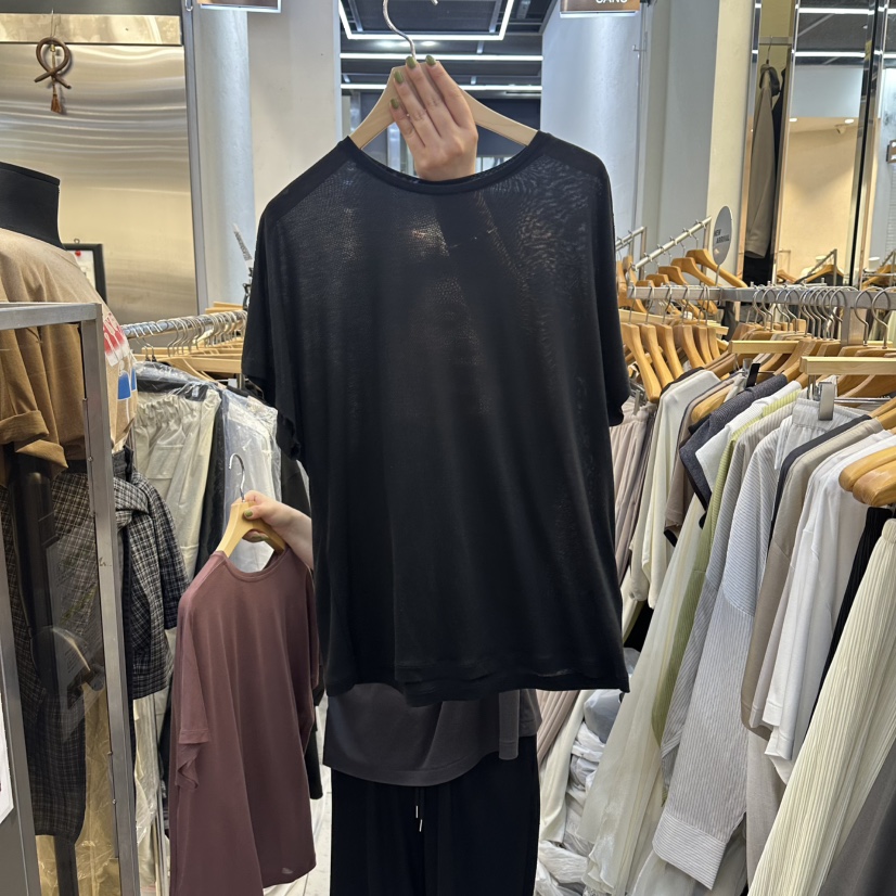 SANS韓國直郵女士新品熱賣人氣26夏季26春夏休閑T恤天絲絲綢SANST恤圖色4