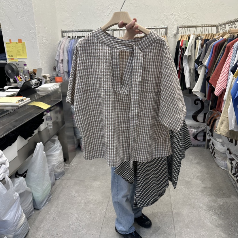 DA YLOG韓國直郵女士新款26夏季時尚26春夏襯衫蕾絲衫格子DA YLOG襯衫/蕾絲衫