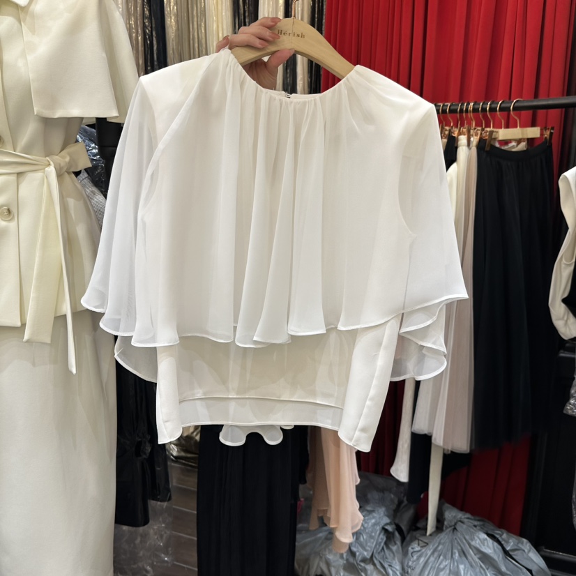 HERISH-HAUTE韓國直郵女裝新品人氣休閑襯衫蕾絲衫披肩雪紡Herish-Haute-A襯衫/蕾絲衫圖色1