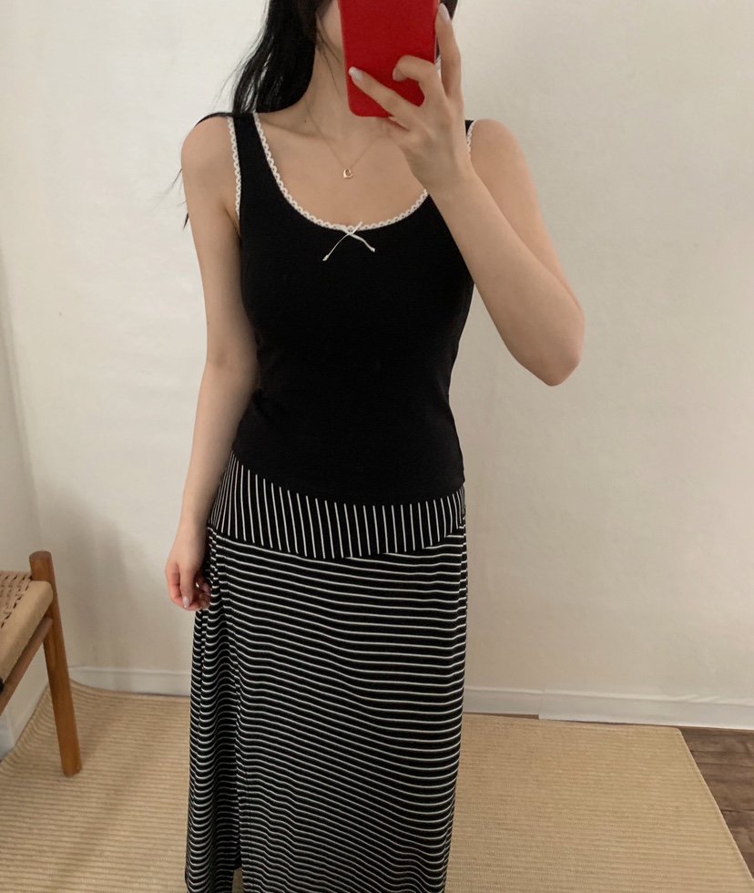 TWENTY FOUR SEVEN24-7韓國直郵女裝新款26夏季吊帶背心無袖緞帶TEWNTY FOUR SEVEN24-7吊帶/背心