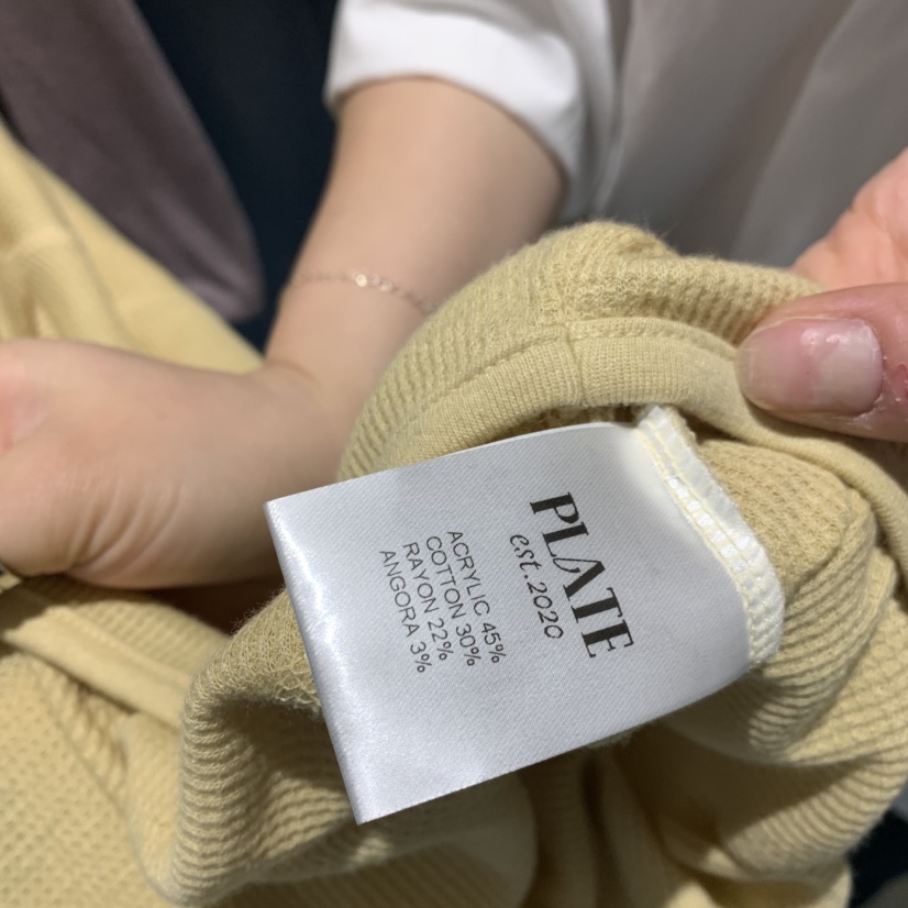 PLATE韓國直郵實拍女裝新款26夏季人氣長袖T恤華夫格連帽衫PLATE長袖T恤