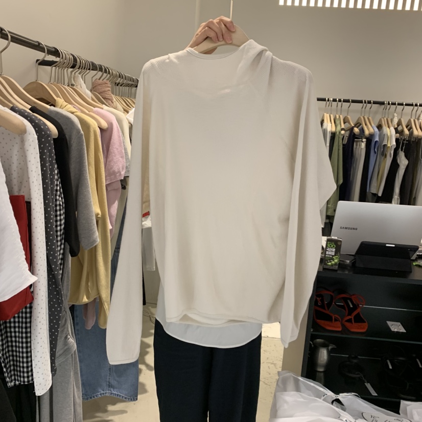 PLATE韓國直郵實拍女裝新款26夏季人氣長袖T恤華夫格連帽衫PLATE長袖T恤圖色2